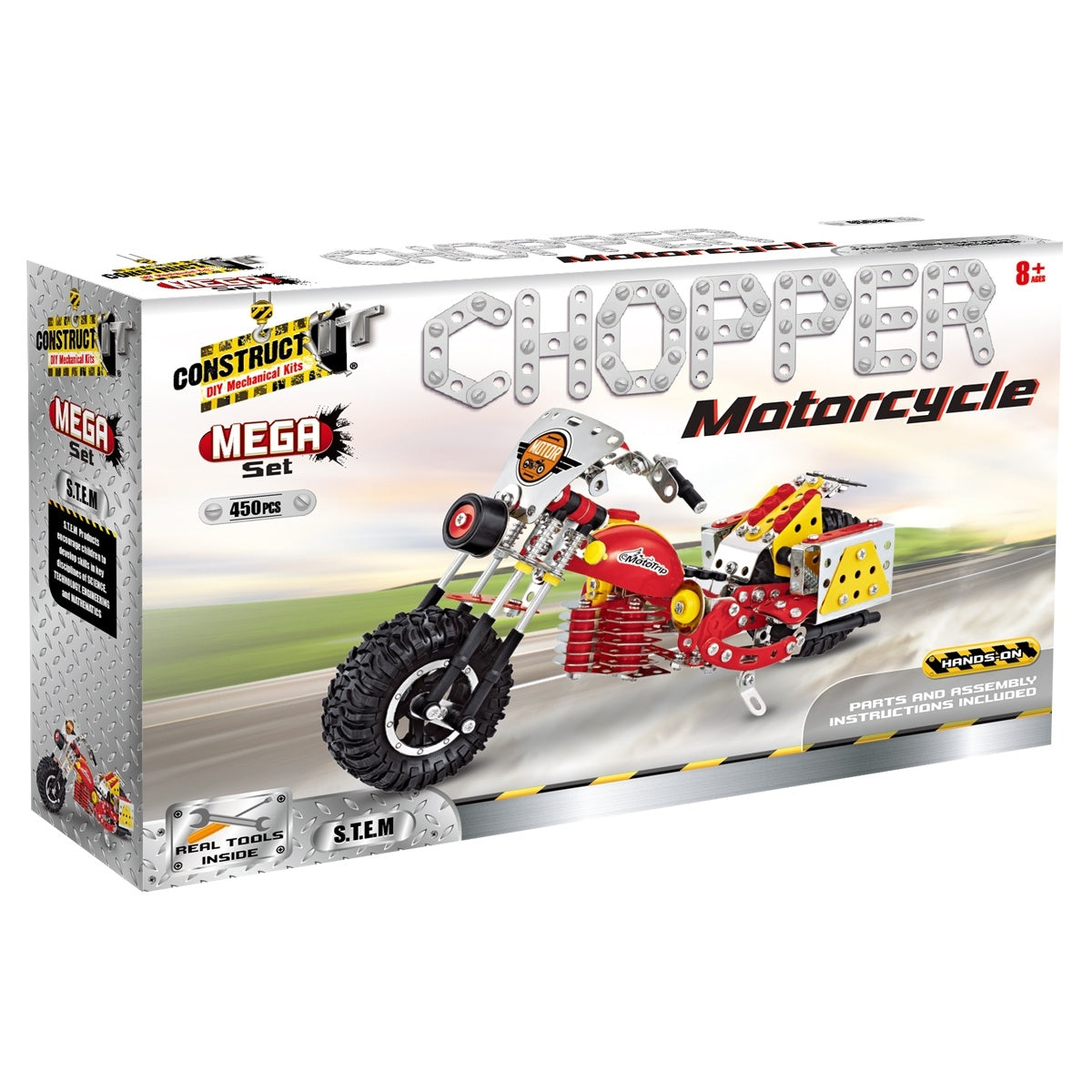 Construct It DIY Mechanical Kit, Chopper Motorcycle Mega- 450pc