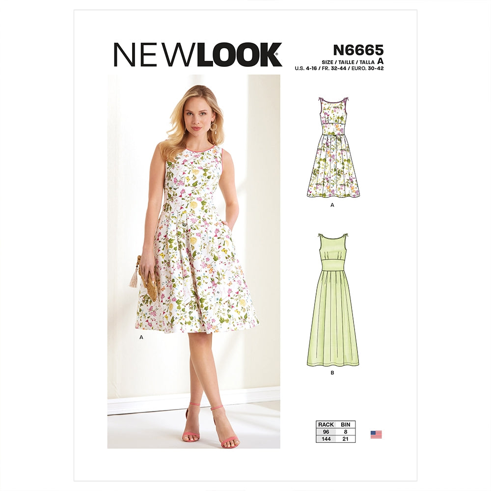 Newlook Pattern N6653 Misses' Dress With Shoulder Tie Topper