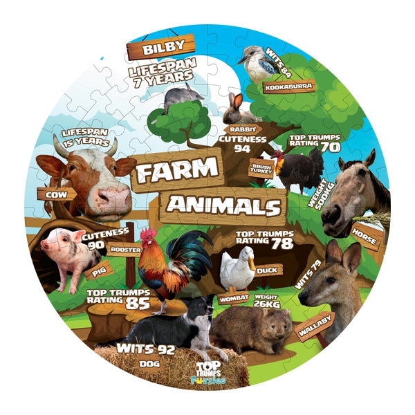 100-Piece Jigsaw Puzzle, Top Trumps Farm Animals