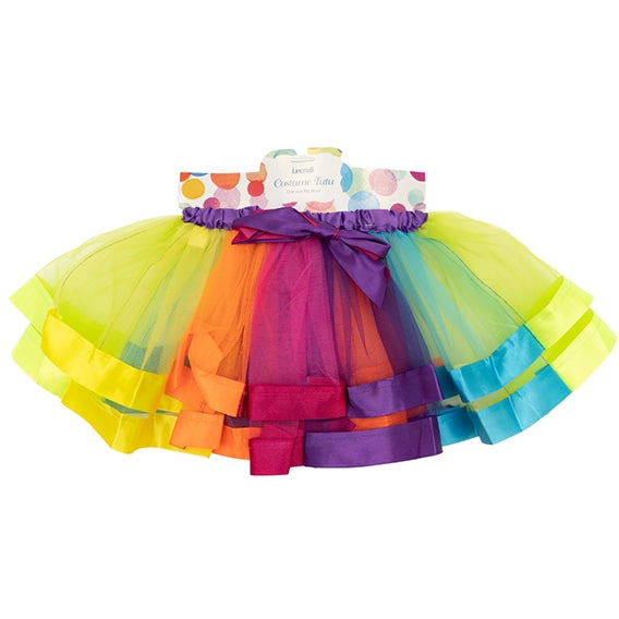 3-Layer Tutu with Satin Ribbon, Multi Rainbow- 30cm