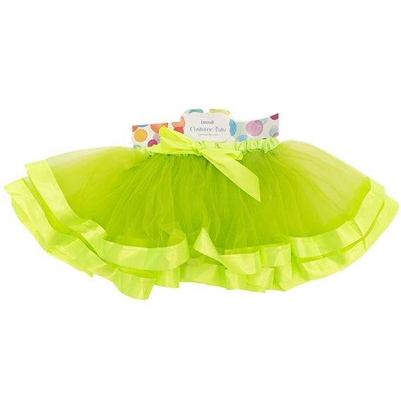 3-Layer Tutu with Satin Ribbon, Neon Green- 30cm