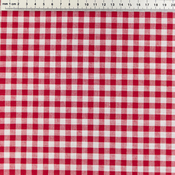 Cotton Gingham Fabric, Red 1/4''- Width 145cm