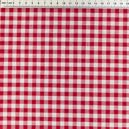 Cotton Gingham Fabric, Red 1/4''- Width 145cm