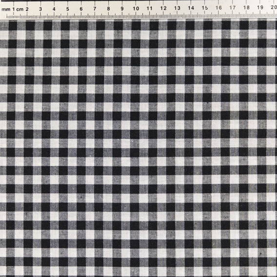 Cotton Gingham Fabric, Black 1/4''- Width 145cm