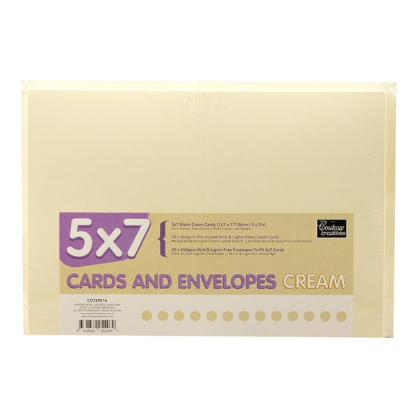 Couture Creations Card Plus Envelope Set, Cream- A7