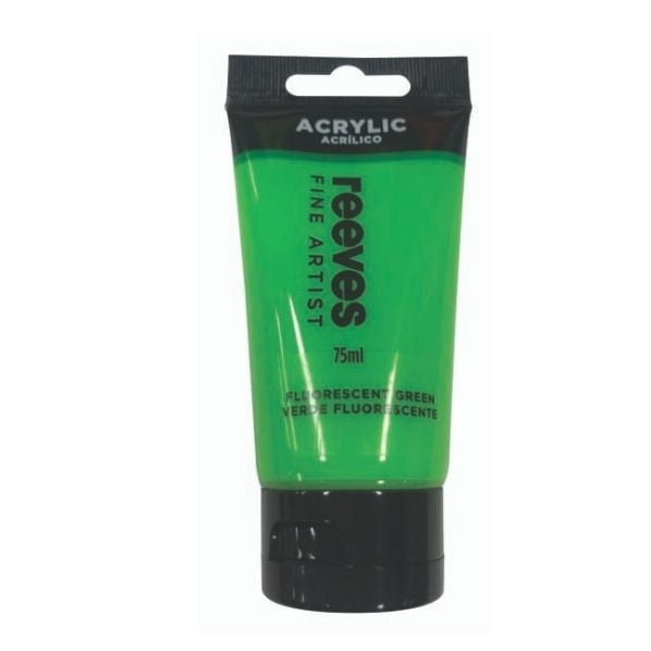 Reeves Artists' Acrylic Paint, Fluoro Green-75ml