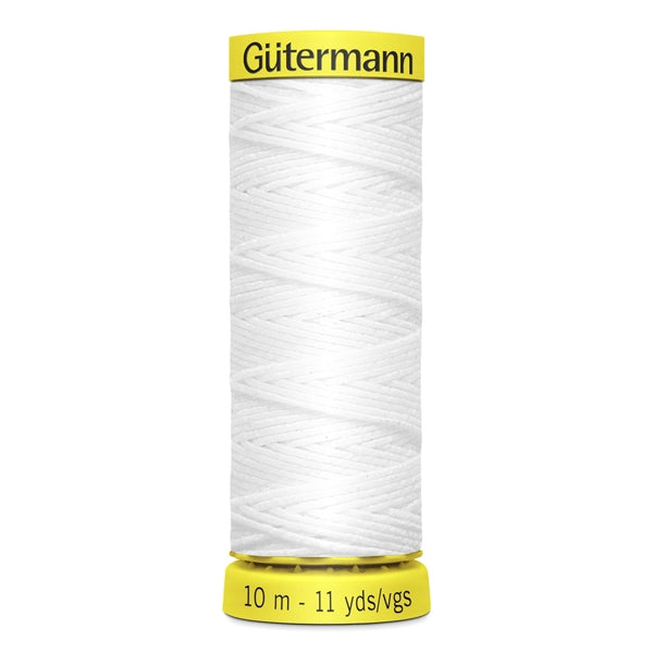 Gutermann Shirring Elastic Thread, White 5019 - 10m