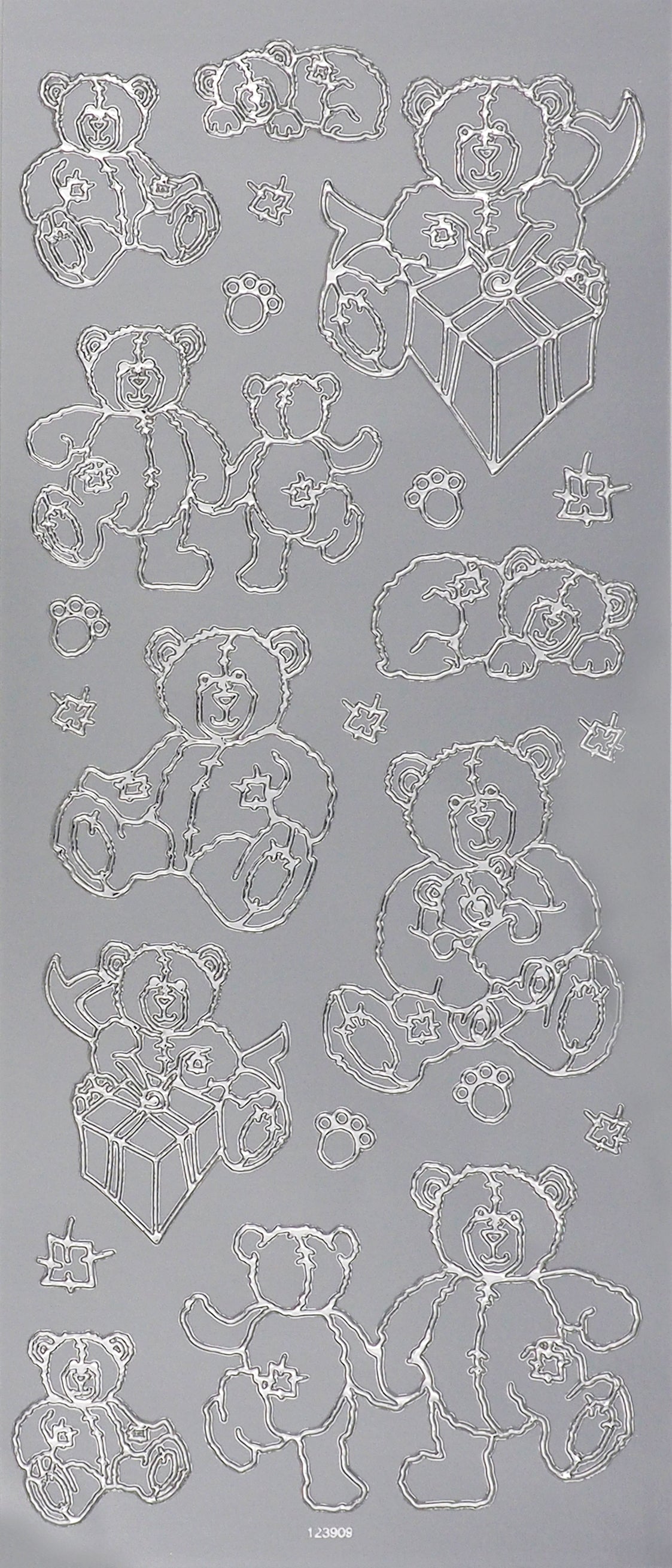 Arbee Foil Stickers Teddy Bear, Silver Media 1 of 1