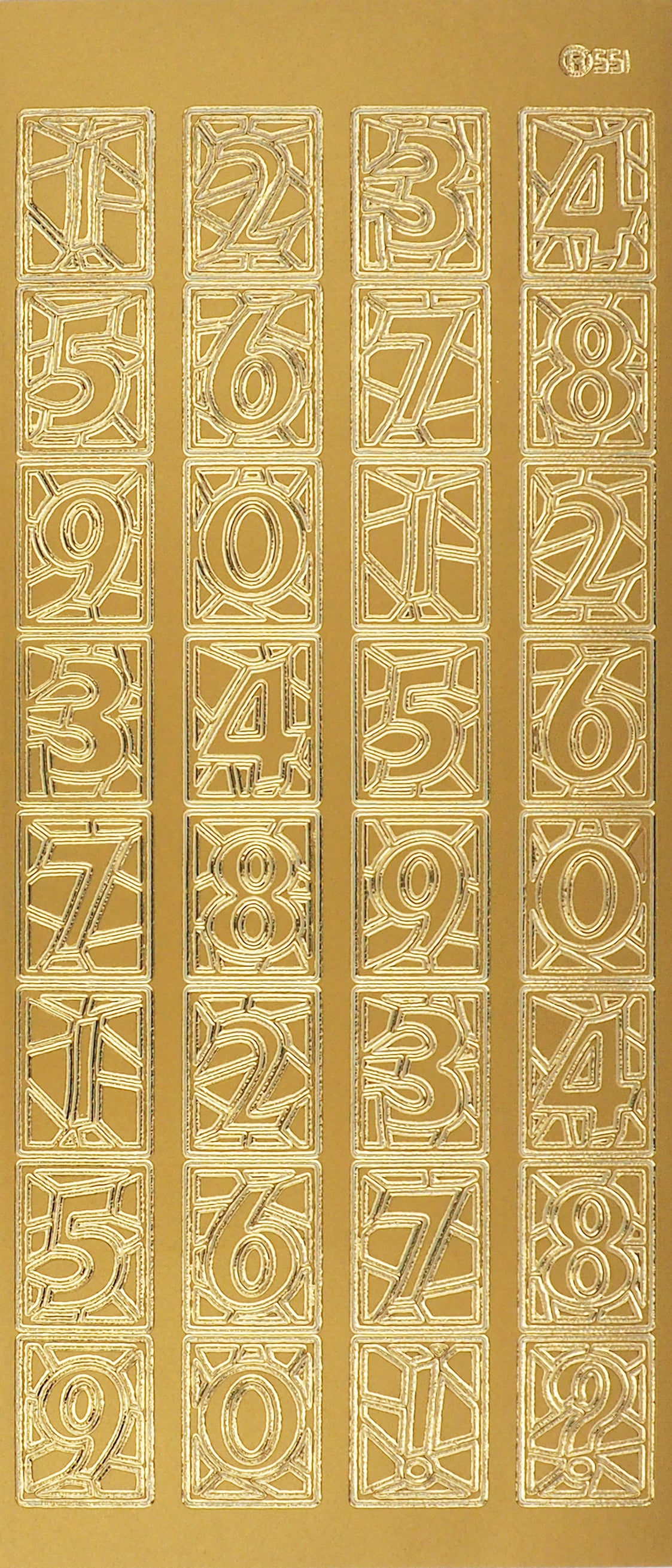 Arbee Foil Stickers Numbers Framed, Gold