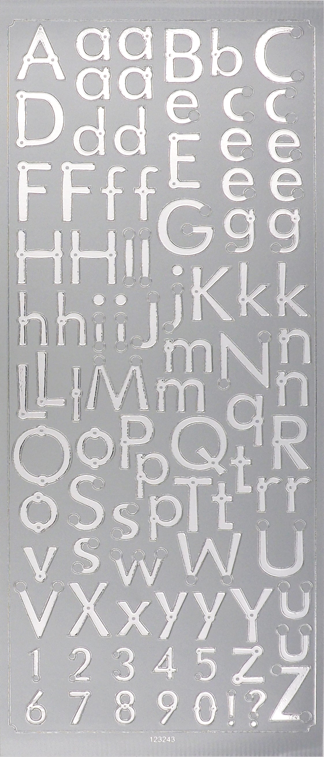 Arbee Foil Stickers Alpha Lower Case, Silver