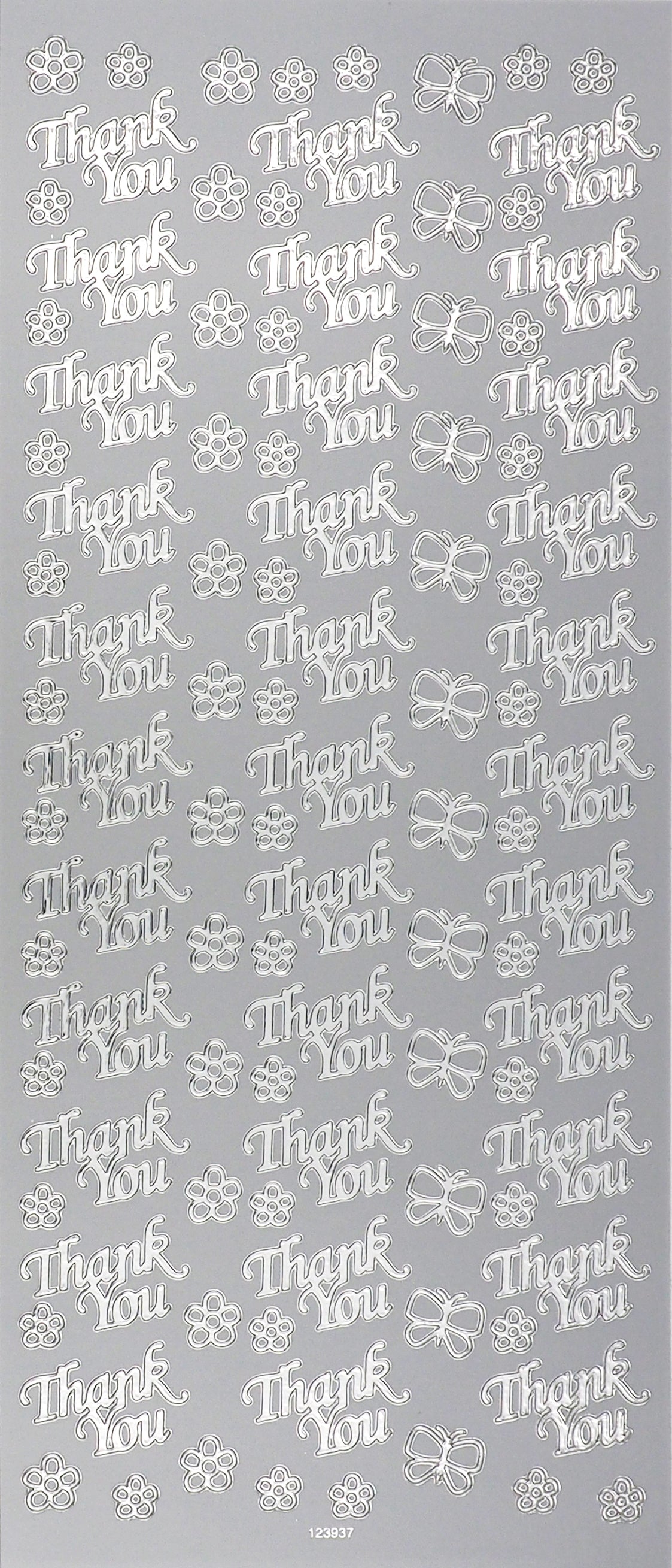 Arbee Foil Stickers Thank You Flowers, Silver