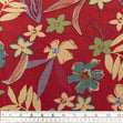 Rayon Linen Blend Fabric, Red Floral- 145cm
