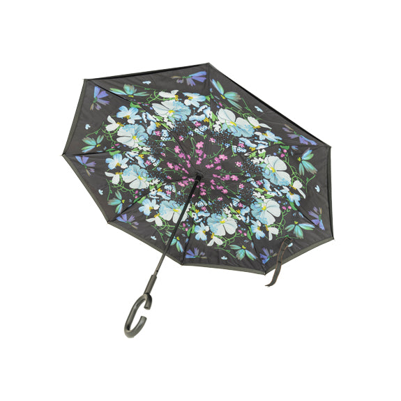 Smart Brolly, Blue Flower Print- 80cm