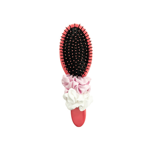 Cushion Hair Brush & Scrunchie Set, Pink