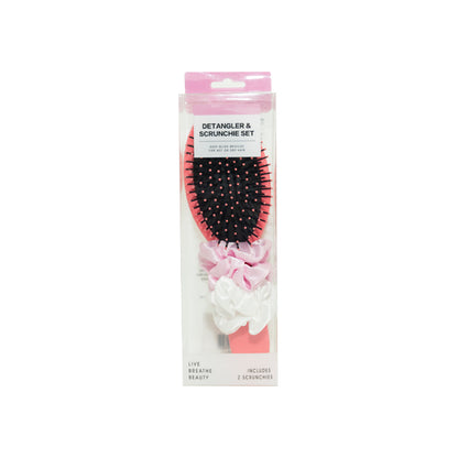 Cushion Hair Brush & Scrunchie Set, Pink