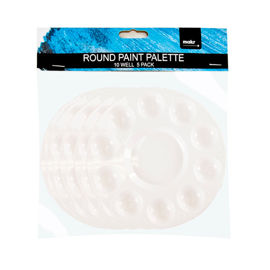 Makr Round Plastic Paint Palettes- 5pk