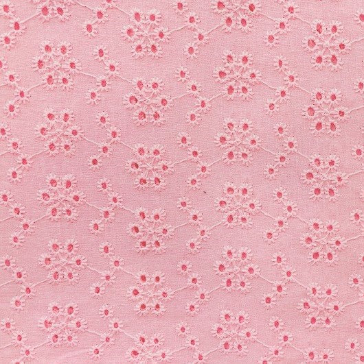 Broderie Anglaise Fabric, Pink- 130cm