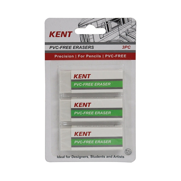 Kent PVC Free Erasers- 3pk