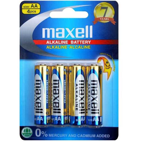 Maxell Premium Alkaline Batteries, AA- 4pk