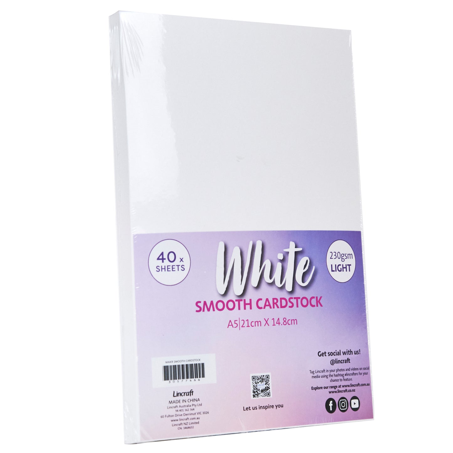 Makr Smooth Lightweight Cardstock, White- A5