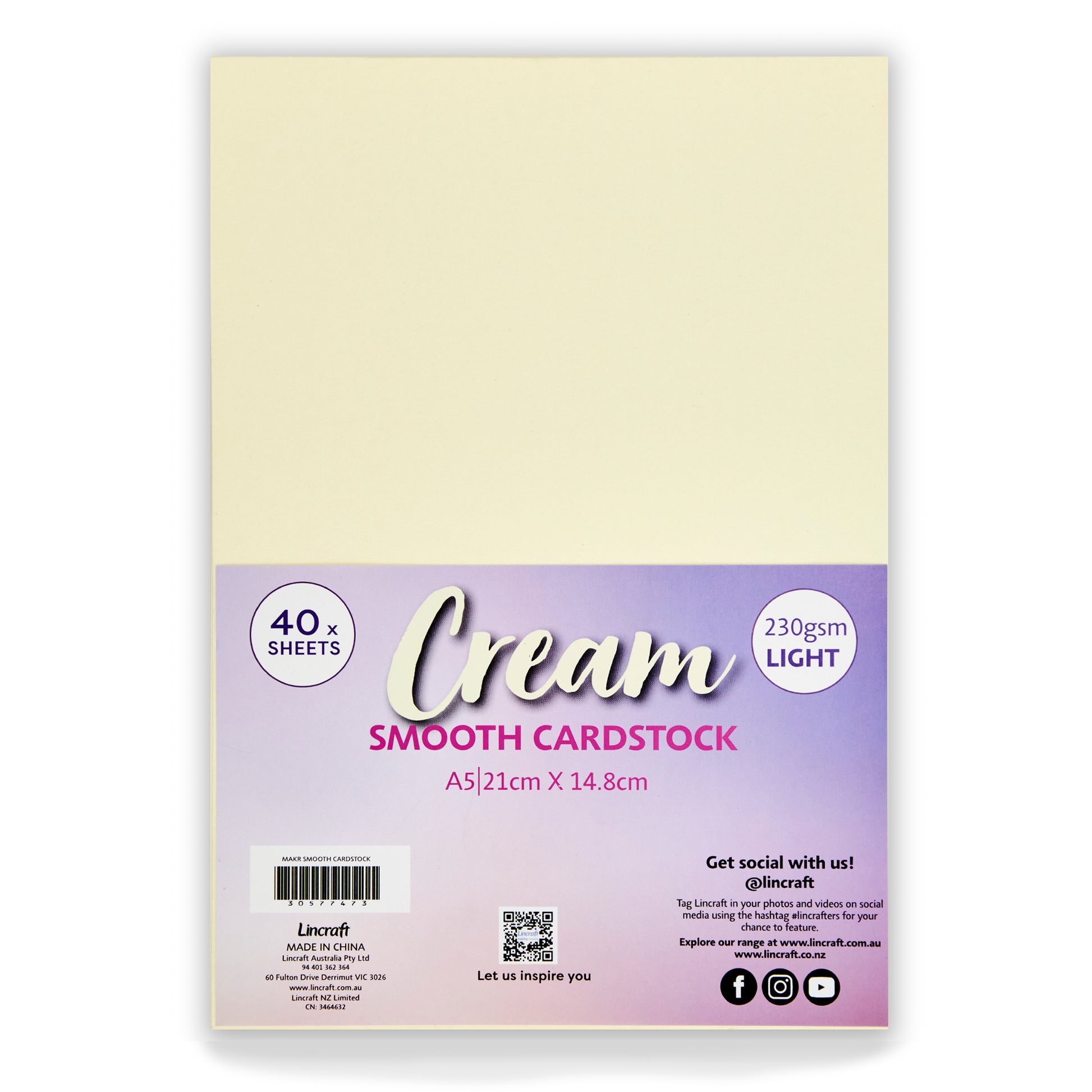 Makr Smooth Lightweight Cardstock, Cream- A5