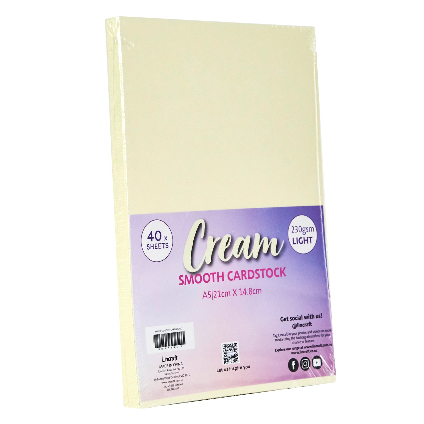 Makr Smooth Lightweight Cardstock, Cream- A5