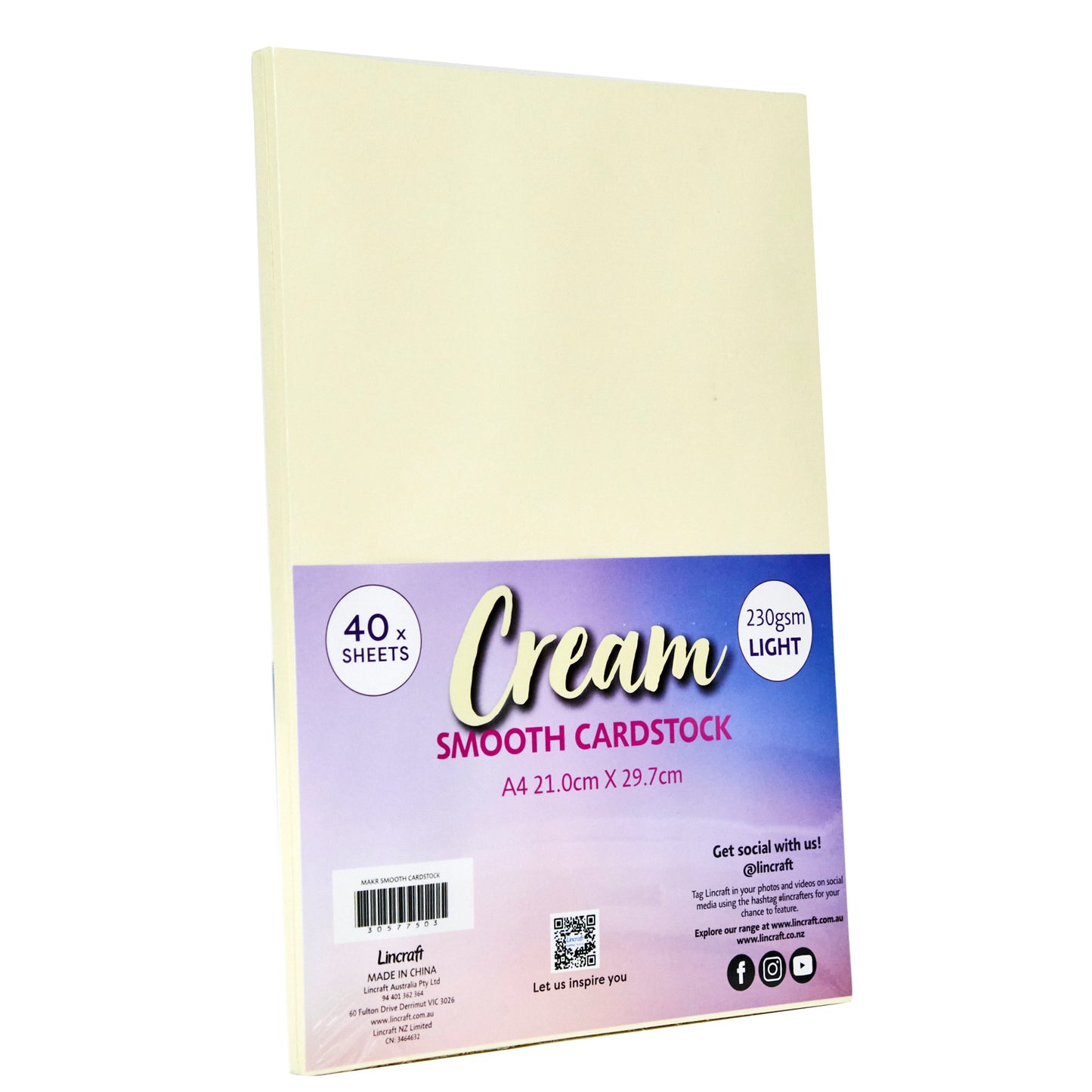 Makr Smooth Lightweight Cardstock, Cream- A4