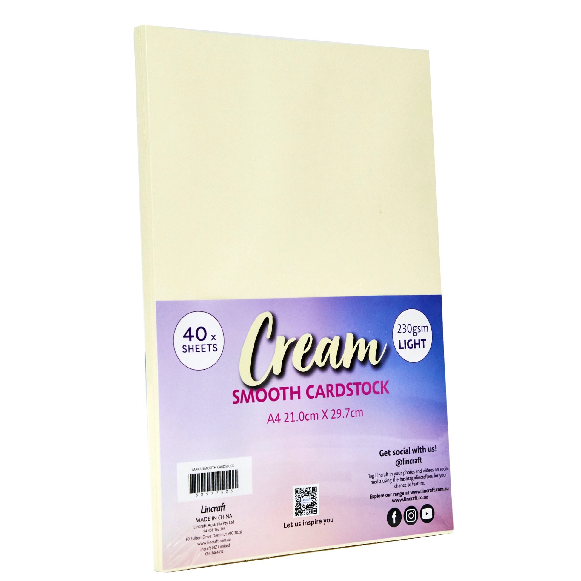 Makr Smooth Lightweight Cardstock, Cream- A4