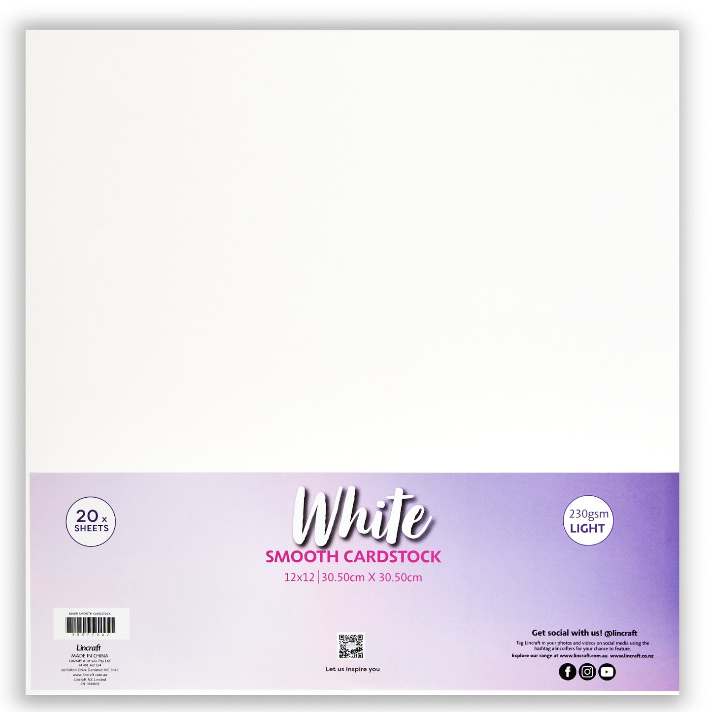 Makr Smooth Lightweight Cardstock, White- 12x12in