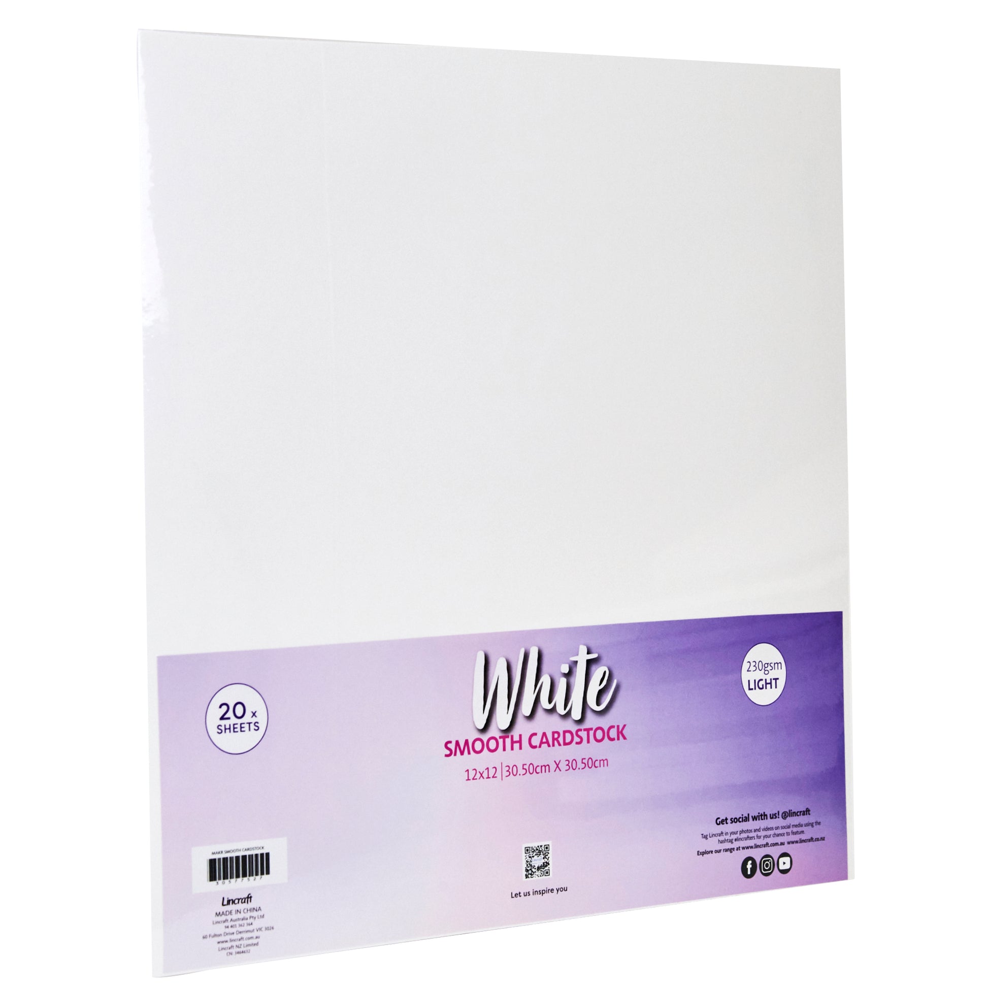 Makr Smooth Lightweight Cardstock, White- 12x12in