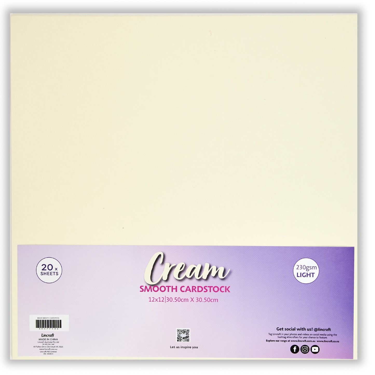 Makr Smooth Lightweight Cardstock, Cream- 12x12in