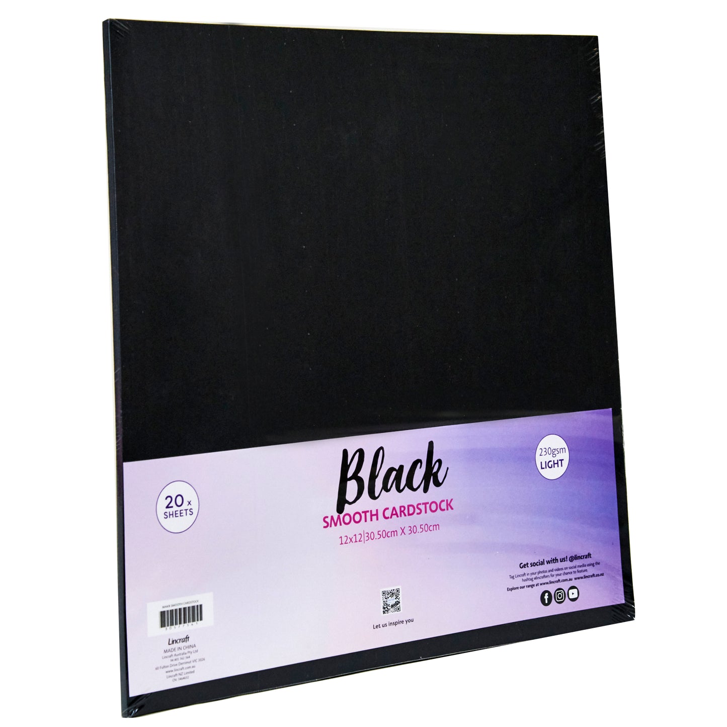 Makr Smooth Lightweight Cardstock, Black- 12x12in