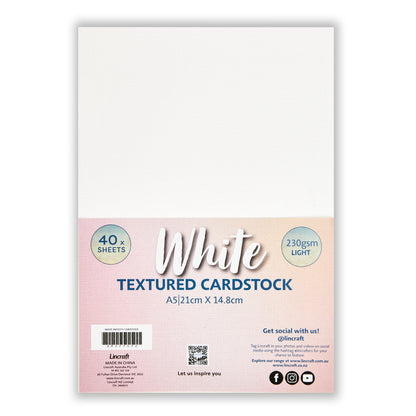 Makr Textured Lightweight Cardstock, White- A5