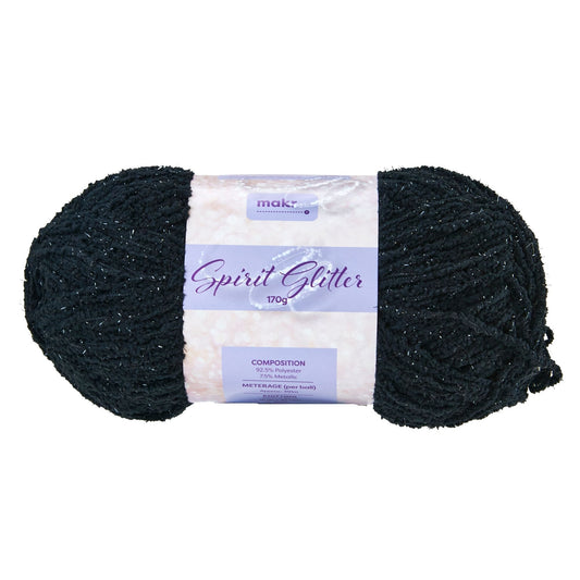 Makr Spirit Glitter Yarn, Black-170g