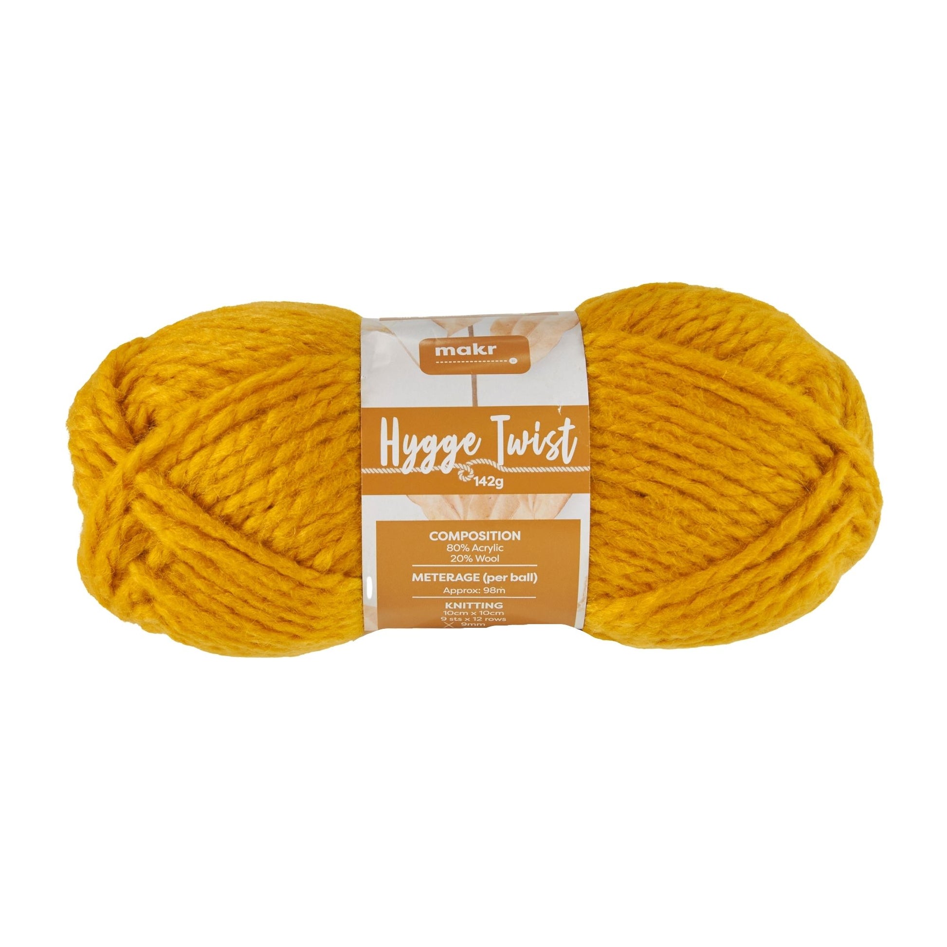 Makr Hygge Twist Yarn, Golden Yellow- 142g