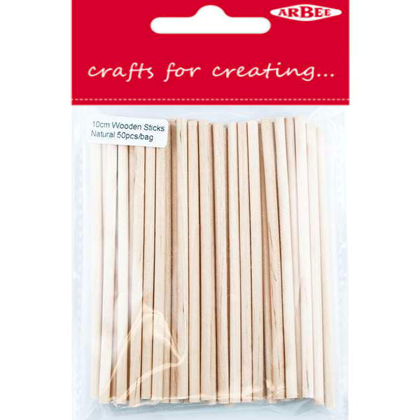 Arbee Wooden Sticks, Natural- 50pk