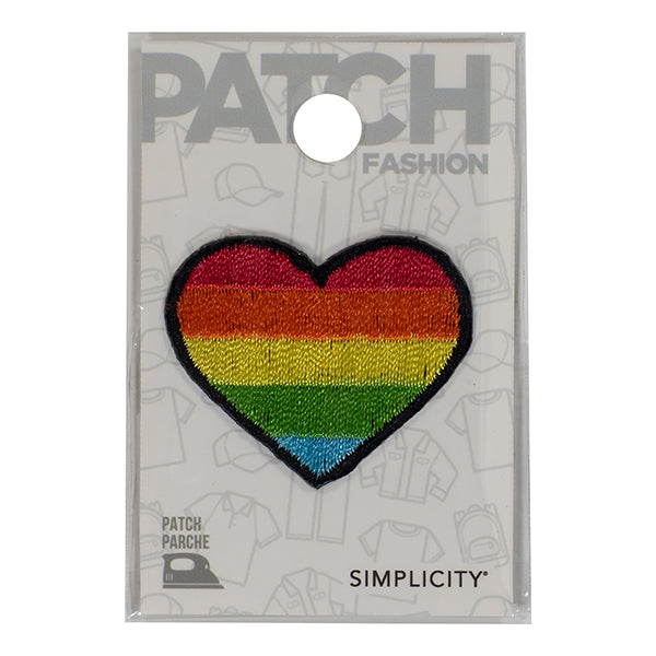 Simplicity Iron on Applique, Rainbow Heart- 38x32mm