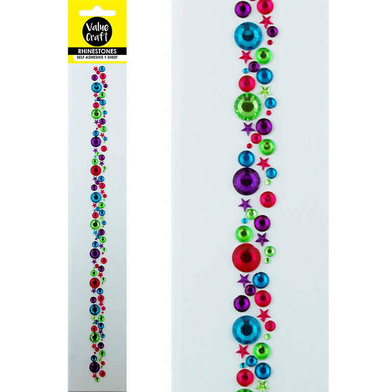 Value Craft Rhinestone Sticker, Star/Bubble strip -  Multi