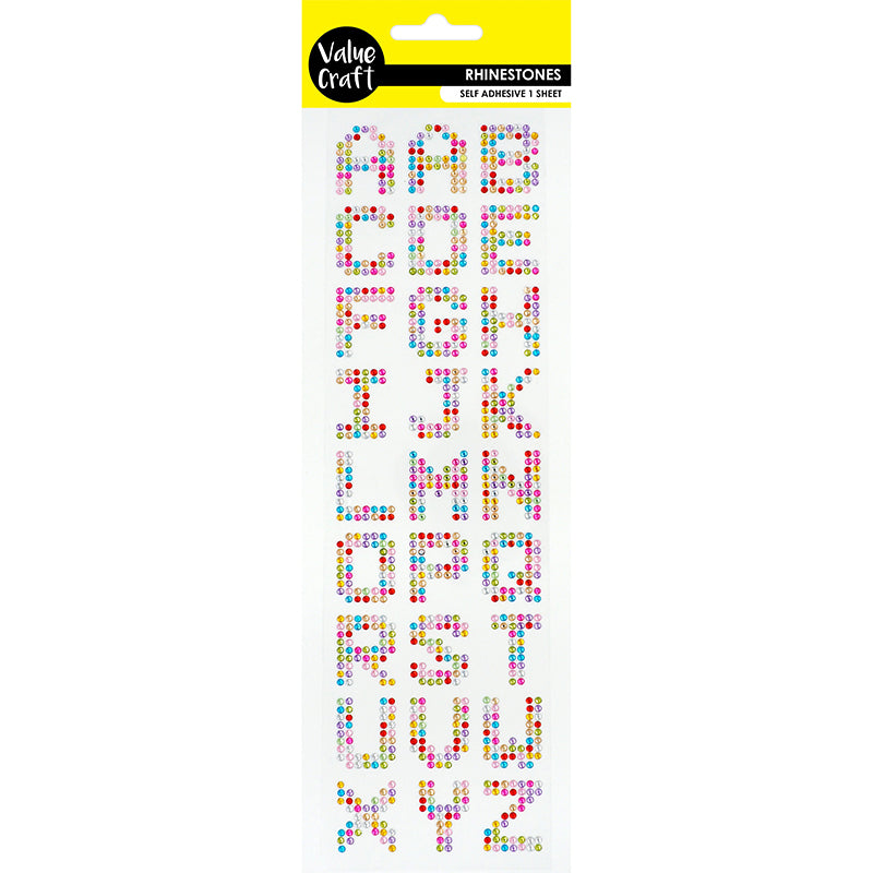 Value Craft Rhinestone Sticker, Alpha Multi- 32cm