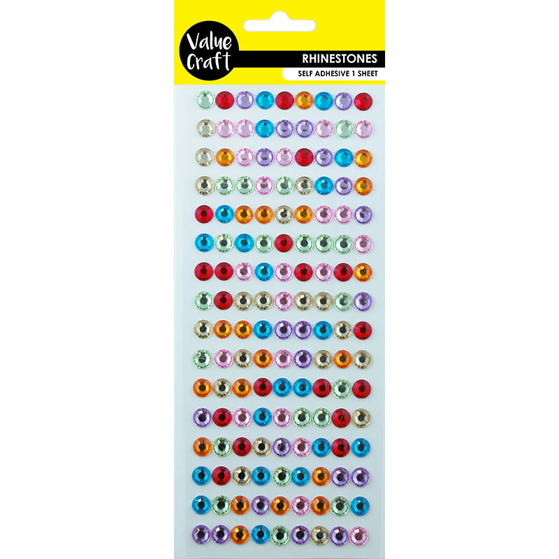 Value Craft Rhinestones Sticker, Multi 8mm- 20cm