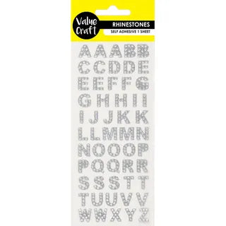 Value Craft Rhinestone Sticker, Glitter Alpha Silver