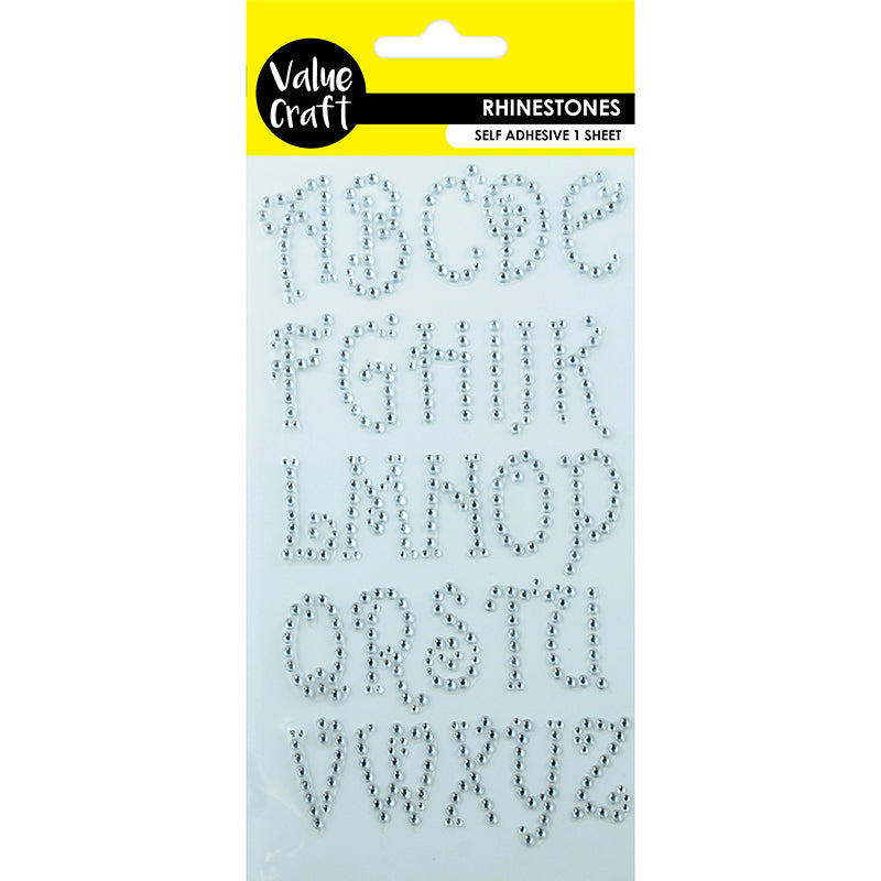 Value Craft Rhinestones Sticker, Curly Alphabet- 26pc