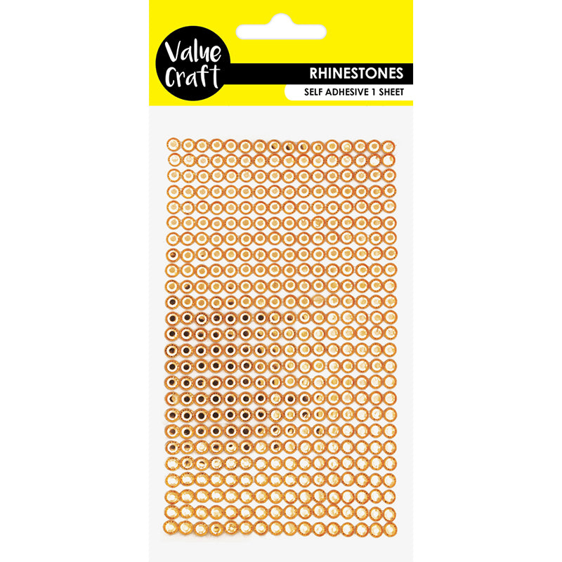 Value Craft Rhinestone S-Adhesive, Gold- 540pc