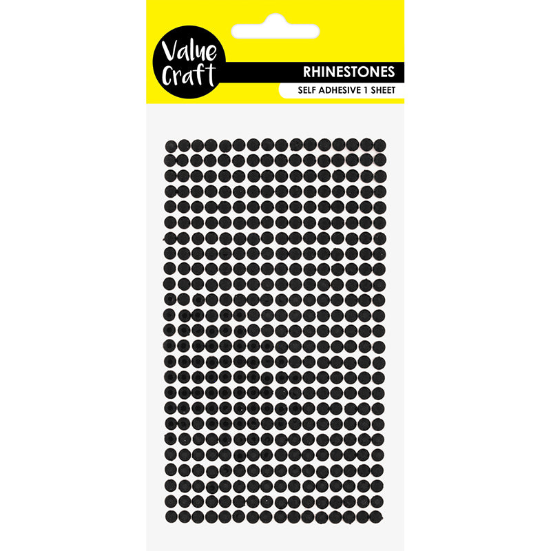 Value Craft Rhinestone S-Adhesive, Black- 540pc