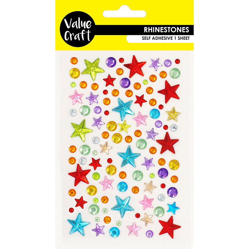 Value Craft Rhinestone Sticker, Stars Multi