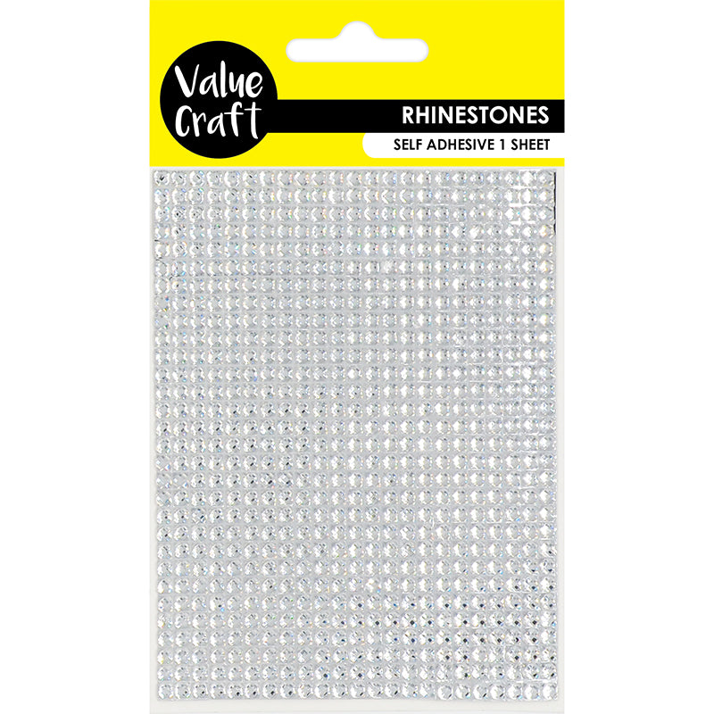 Value Craft Self-Adhesive Rhinestone Bling Crystal Sheet, Silver