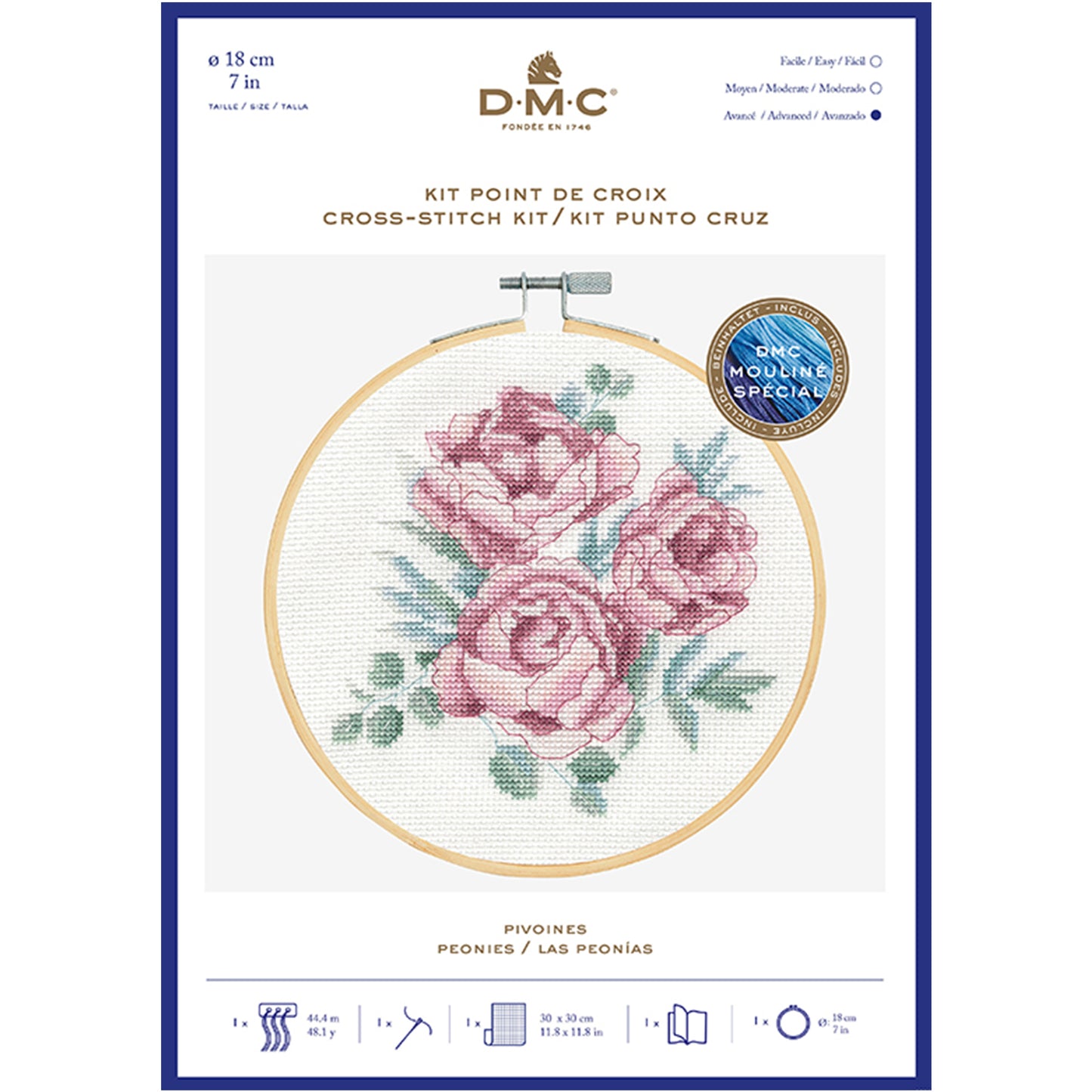 DMC Cross Stitch Kit - Peonies