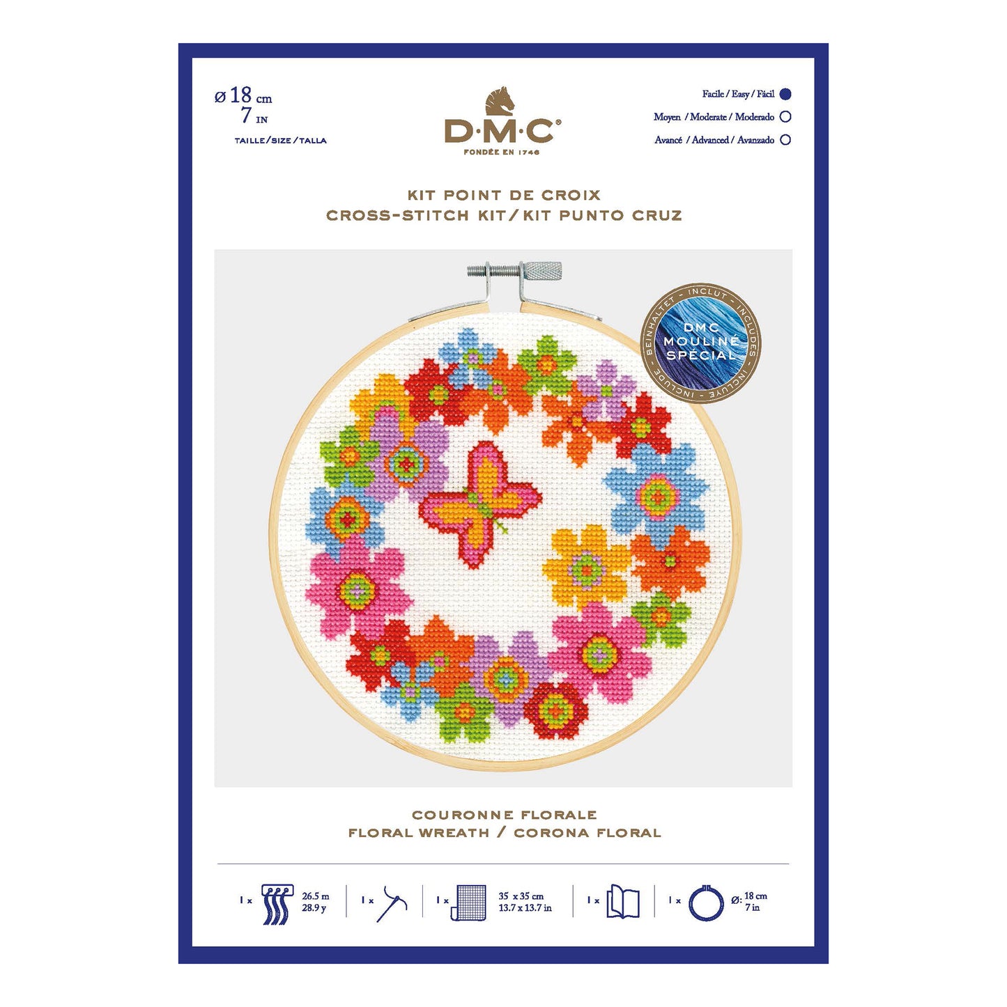 DMC Cross Stitch Kit - Floral Wreath