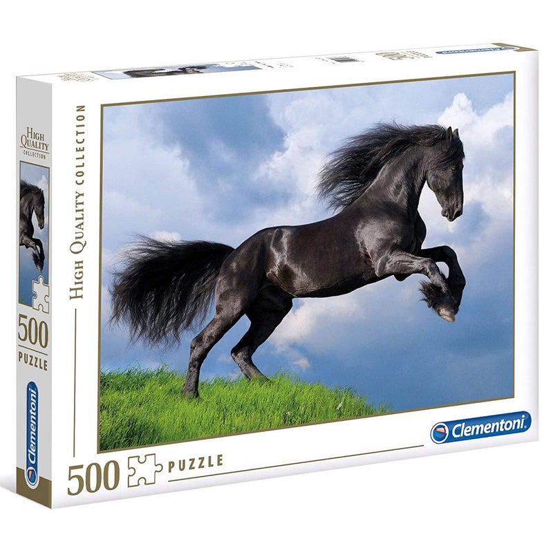 500-Piece Clementoni Jigsaw Puzzle, Fresian Black Horse