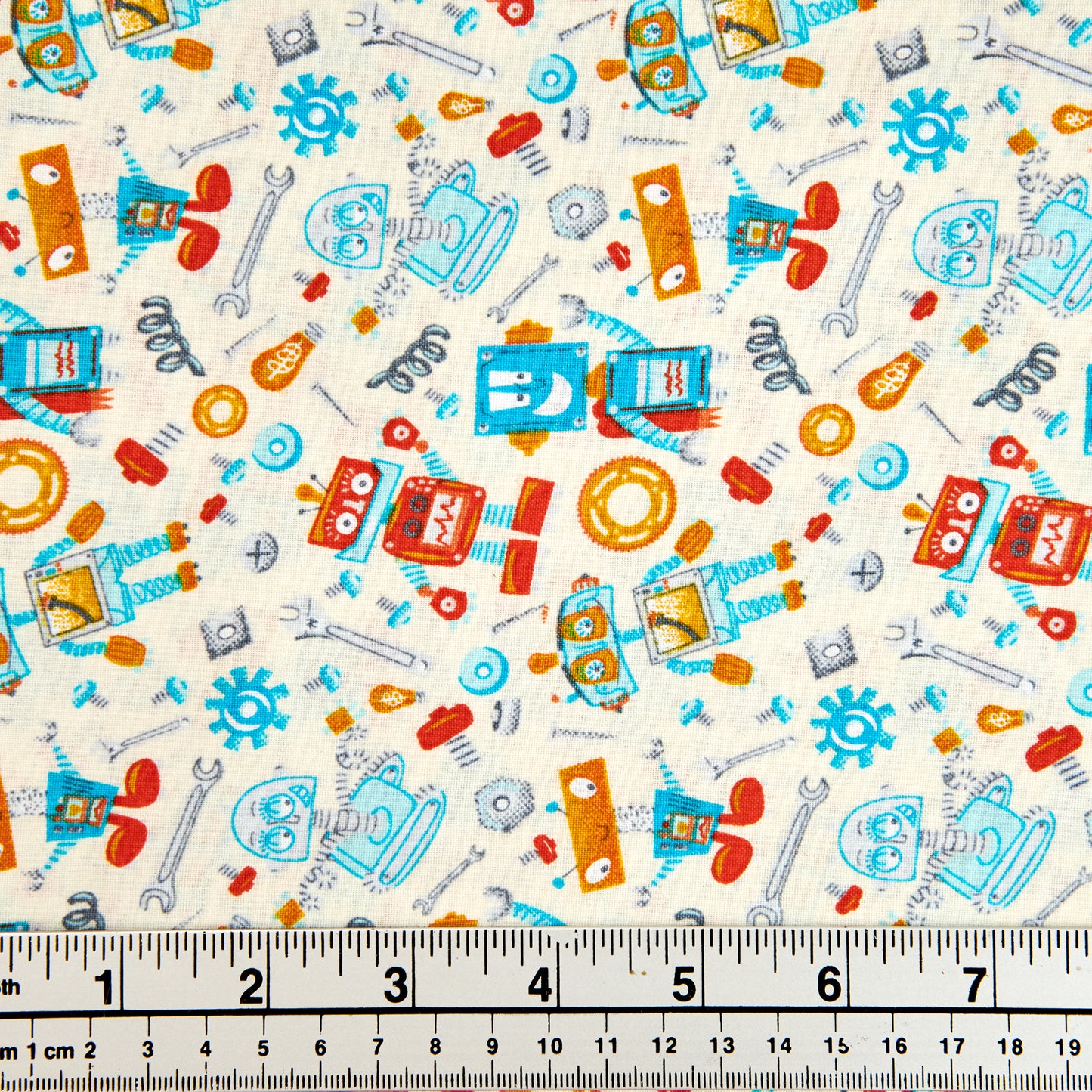 Craft Prints Fabric, Bits & Bolts, Crazy Robots- Width 112cm